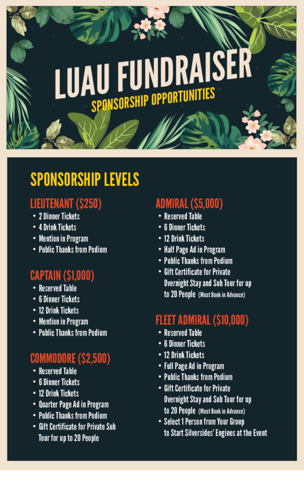 Silversides Luau Fundraiser Sponsorship Levels